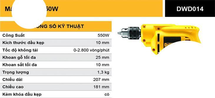 Máy khoan sắt 550W DEWALT DWD014