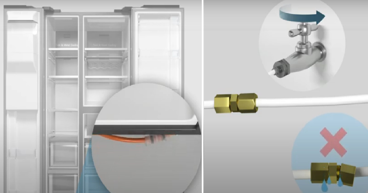 Kiểm tra đường ống dẫn nước phía sau tủ lạnh Samsung Side by Side