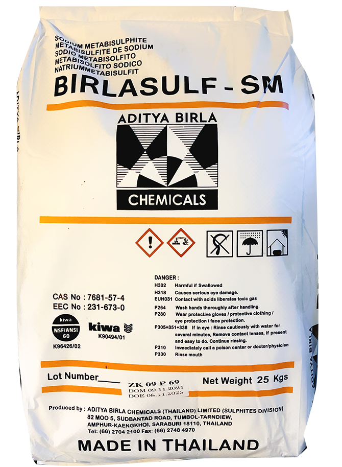 sodium-metabisufit-tl-1 Sodium metabisulfite (SBS) Na2S2O5 99%, Thái Lan, 25kg/bao